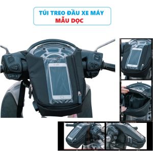 Túi treo đầu xe máy mẫu DỌC đựng điện thoại dành cho Shipper Xem Google Map Chứa Đồ chạy Grab treo ghi đông