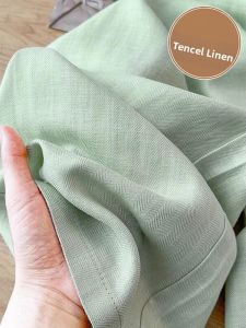 Womens Green Lyocell Linen Wide Leg Loose Fit Straight Leg High Waist Trousers