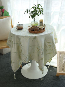 New Chinese Style Tablecloth Embroidered Golden Bamboo Leaf High End Feelings Living Room round Dining Table Cloth Atmosphere Tea Table Cover
