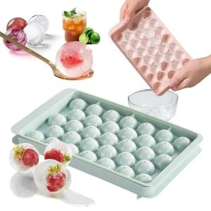 33 Ice Ball Mold Cube Tray For Freezer Ice Ball Maker Mold Whiskey Cocktail Round Ice Cube Maker with Lid Mini Tray Kitchen Tool
