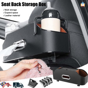 【Malaysia Spot Sale】Car Seat Back Storage Box Multi-function Hanging Bag Water Cup Holder Microfiber Leather Tissue Box