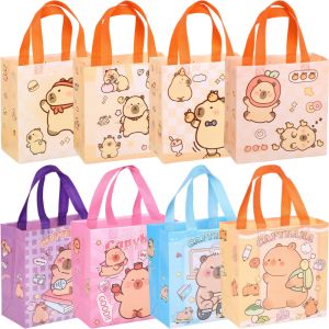 10/20/30Pcs Capybara Theme Non-woven Fabric Handbags Cute Gift Packing Bags Storage for Kids Baby Shower Birthday Party Decor