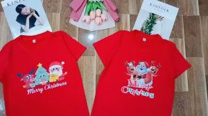 áo thun noel nữ-nam merry christmas 2026-áo thun giáng sinh  áo noen áo thun noel gia đinh màu đỏ