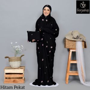 Mukena Dewasa Terusan Bordir Katun Premium Daily Alexa Rosea