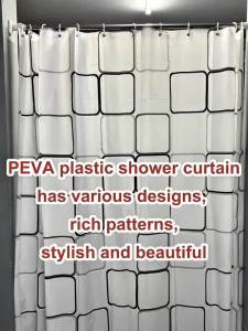 Bathroom Shower Curtains Waterproof Bath Curtain PEVA Modern Geometric Plaid Pattern Farmhouse Household Decoration Translucent