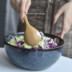 Jiangnan Life Ceramic Glaze Dining Set European Style Salad Bowl Fruit Basket Large Soup Bowl Fish Pickle Large Basin