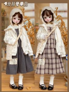 Floral Outerwear Plaid Skirt Doll Clothes BJD4 Preorder Daily Autumn Winter Items for Dolls Collectible Toys And Anime
