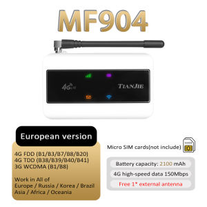 TIANJIE MF904 4G+ Mobile WiFi Router 2100mAh Safe Battery Detachable Antenna Global Band Support Portable Internet Mifi Router ﻿