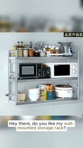 Hanging Stainless Kitchen Organizer Storage Rack Stainless Steel Kitchen Rack Microwave Oven Rack