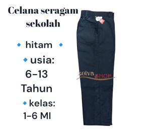 Celana panjang hitam seragam sekolah MI-SD usia 6-13 tahun celana hitam seragam sekolah size 25-36