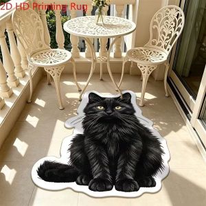 Thảm Trải Sàn Hình Chó Border Collie Đen Trắng VIKAMA - Thiết Kế Dễ Thương Với Đầu Nằm Trên Chân Chống Trơn Trượt Mềm Mại Dùng Trang Trí Nhà Cửa Phong Cách Hiện Đại