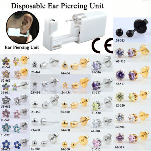 1PC Genenic Sterlised Disposable Safety Ear Piercing Device Unit +Sterile Crystal Stud Flower Piercing Jewelry Suit for Baby