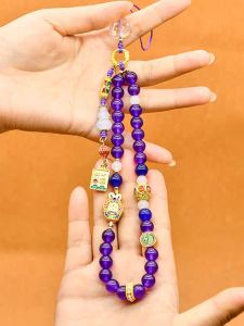 Premium Amuletic Purple Crystal Phone Chain for Lucky Year Mobile Phone Pendant Digital Accessories by 3543 Brand