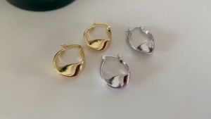 anenjery | ANENJERY Silver Color Twist Wave Hoop Earrings Female Simple French Golden Earrings Wholesale