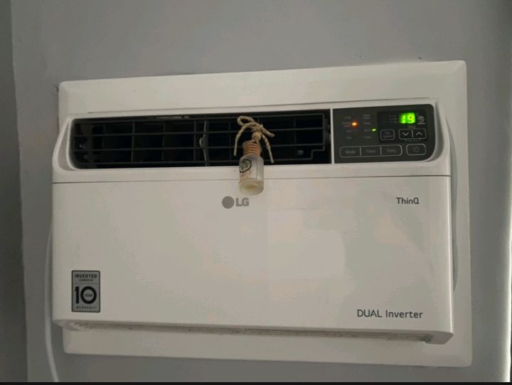 Aircon Frame Aircon Wood Frame For Window Type White(No Drill easy to install ...