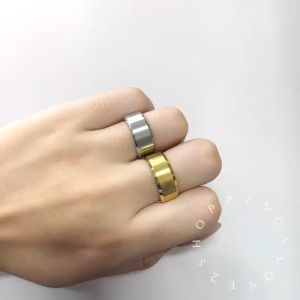 (Rg9) 磨砂Titanium steel matte ring black plain stainless steel mens and womens brushed ring ring do not fade