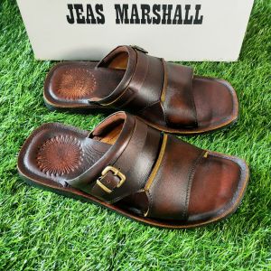Sandal Kulit Pria Jeas Marshall - Kulit Sapi Asli 100% - JM 04 Cokelat ( Produksi Sendiri )