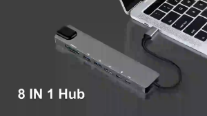 8-IN-1 USB C HUB Type C To HDMI Adapter Type-c To USB 3.0 RJ45 Ethernet Micro SD Card Reader USB C 3.1 Data Transfer 87W PD Charging Multi Port HUB Type C Docking Station
