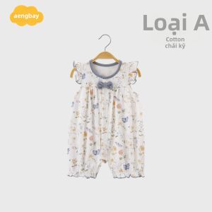 Aengbay | Bodysuit Tay Ngắn Họa Tiết Hoa Phong Cách Công Chúa Mùa Hè