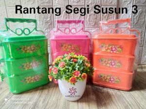 Rantang Plastik susun 3 / rantang susun DX / rantang susun Kotak / Rantang Piknik / Rantang Susun Warna / rantang susun Murah / Rantang Motif / Rantang Plastik