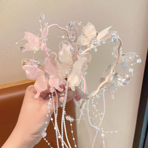 Princess Style Butterfly Flower Crown Hairband Childrens Accessories Non-Tight Hair Clips Fairy Tale Look Hair Accessories