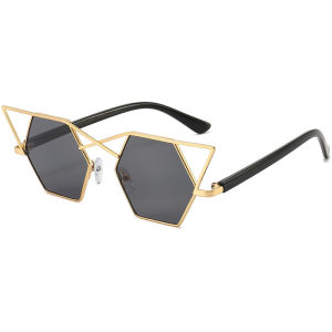 Future Geometric Metal Sunglasses For Women With Triangle & Hexagon Design UV Protection & Styling 1209