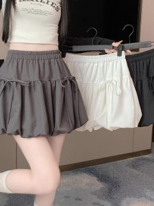 Sweet Butterfly Knot Summer A-Line Half Skirt Ball Gown Elastic Waist Flower Bud Cool Short Lantern Skirt Casual Style