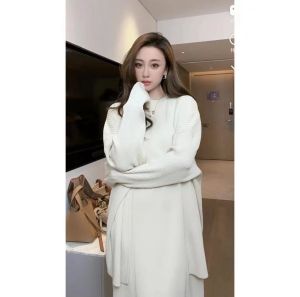 Maternity Spring Fashion Dress Set Loose Knitted Outerwear Two-Piece Long Sleeve Original Design Pure Color Spring Autumn Trendy Mom