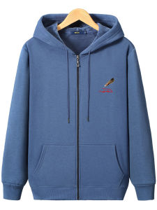 Fall and Winter plus Size Mens Sweater Fleece-lined Thickened Zipper Hooded Cardigan Overweight Man Loose Trendy Sports Cotton Jacket