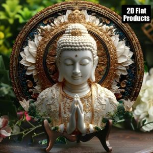 2D 1PC Vintage Buddha Round Aluminum Sign 8x8 Inch for Wall Art
