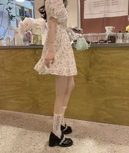 Pure Desire Creamy Floral Dress Bubble Sleeve Short Skirt Gentle Style Summer New Arrival French Soft Wind First Love Long Dress