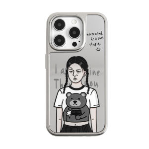 Original August Human Eight iPhone15Promax Case Mirror Surface Electroplating Protection for Apple 14 13 Soft Shell Couples