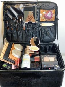 Cốp Kéo Đựng Mỹ Phẩm Trang Điểm Vỏ Da Vân Nổi 3D - Cao 44cm - Y26D