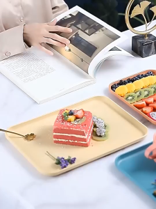 ส่งจากไทย ถาดใส่อาหาร ถาดฟาง ถาด ถาดพลาสติก ถาดเสิร์ฟอาหาร สําหรับเก็บอาหารค่ํา จานใส่อาหาร ถาดใส่ของ ที่วางจาน วางของ