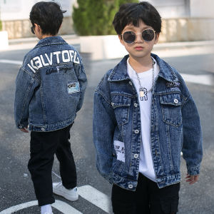 Trendy Boys Spring Autumn Denim Jacket Childrens Clothing Korean Style Middle Big Kids Fashionable Outerwear Coat