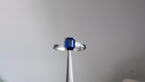 1.17ct Natural Royal Blue Sapphire Ring with Pear Cut Natural Diamonds