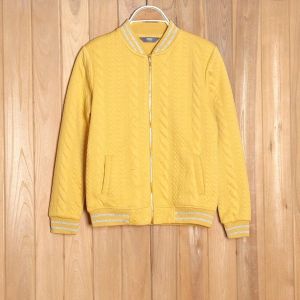 Áo Khoác Bóng Chày Thường Ngày Cho Bé Gái Áo Khoác Nỉ Màu Vàng Có Khóa Kéo Áo Khoác Ngoài Mùa Xuân Thu Áo Khoác Ngoài Cho Bé Gái