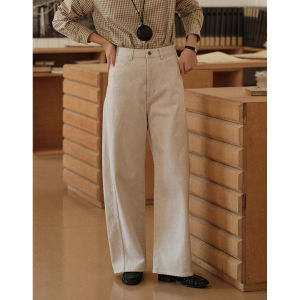 SHEITAOZI | Vintage Gray White Straight Leg Womens Jeans Loose Long Pants
