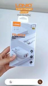Travel Charger Power Delivery QC 3.0 Fast Charging 18W LDNIO A2313C 2 Port Type C untuk Gadget Smartphone
