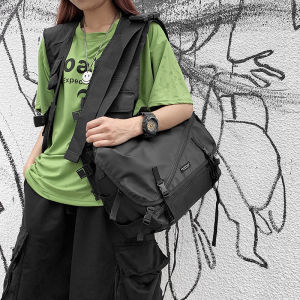 Lipano Japanese Style Harajuku Black Fan Shoulder Bag Mens South Korea Ins Retro Workwear Hong Kong Style Womens Messenger Bag