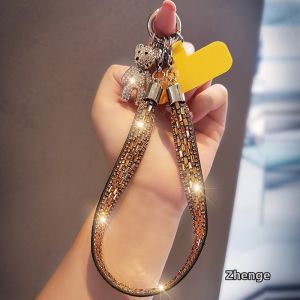 ZHENGEGE | Luxury Crystal Bear Charm Phone Wrist Strap