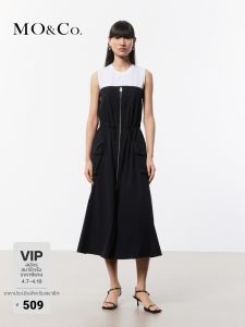 MO&Co. | Summer Drawstring Waist Adjustable Patchwork Little Black Dress