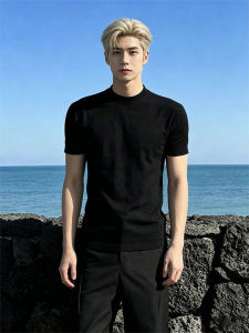 Slim Fit Elastic Crewneck T-Shirt
