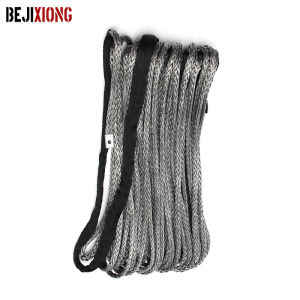 23809LBS 100Ft Synthetic Winch Rope Line PE Grey Recovery Cable 4WD ATV Heavy Duty 10MM x 30M Wrapped In A Loop
