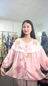 Đồ bộ tole nữ bộ lanh mặc nhà quần dài áo tay dài phối ren gài nút SHOP5SAO (43-67kg)