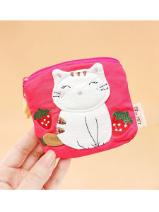 Handmade Mini Coin Purse Womens Cute Fresh Embroidery Cotton Fabric Wallet Compact Money Bag Korean Style Short Wallet