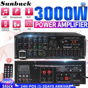 【Shipped From Penang】Sunbuck 3000W Bluetooth Stereo Amplifier 2Ch Amplifier Home bluetooth 2.1 HIFI Digital Home Audio Car Surround Sound USB SD FM Amplifier DVD AUX LCD Display Home Cinema Karaoke
