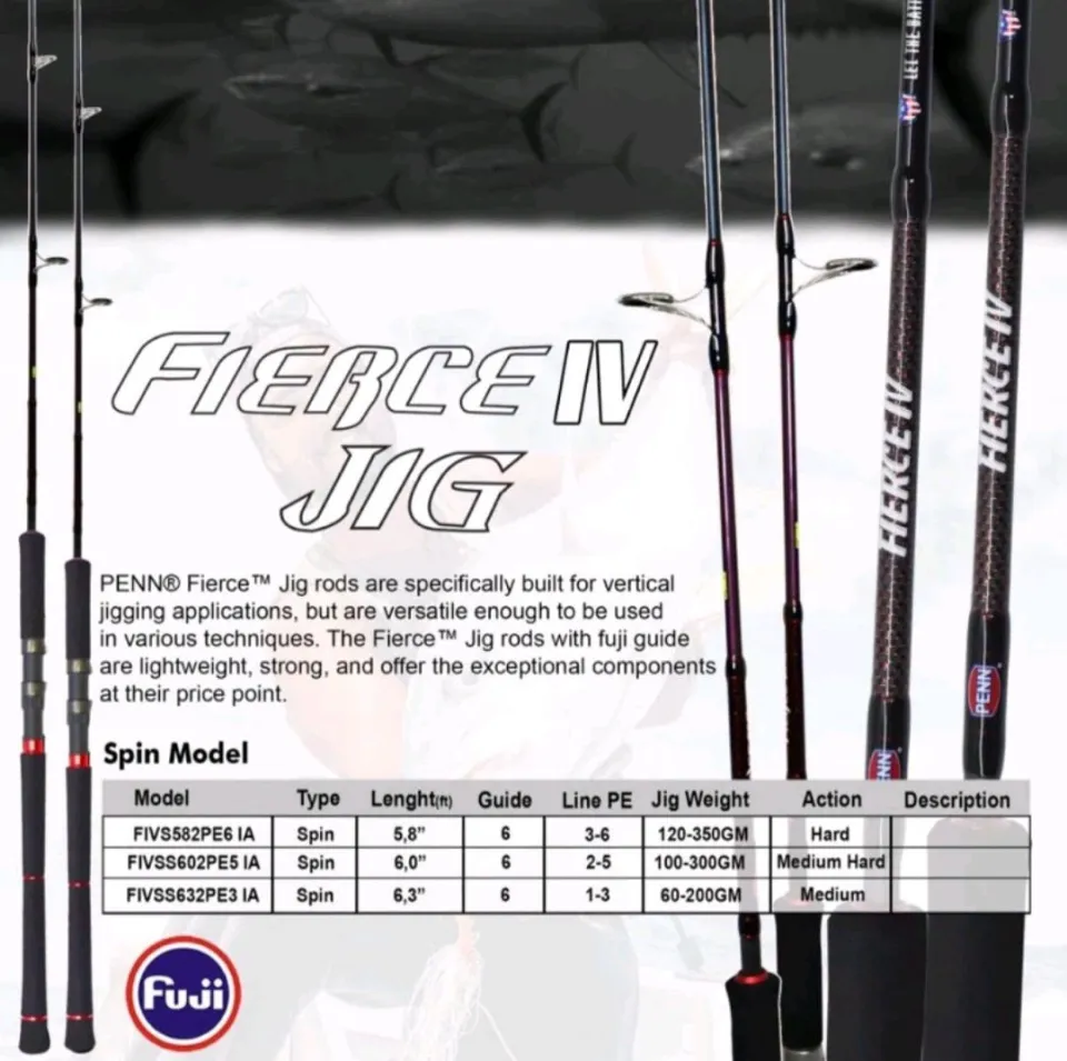 Joran Penn Fierce Jig Spinning Rods Penn Warmonger Popping Rod