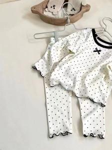 Childrens Long Sleeve Sleepwear Set Princess Style Home Clothes Base Shirt Spring Autumn New Arrival Female Kids Pyjamas