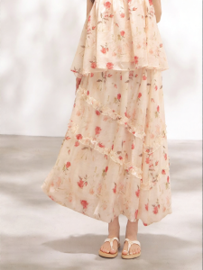 KEIKO | Romantic Rose Floral Light A-line Skirt
